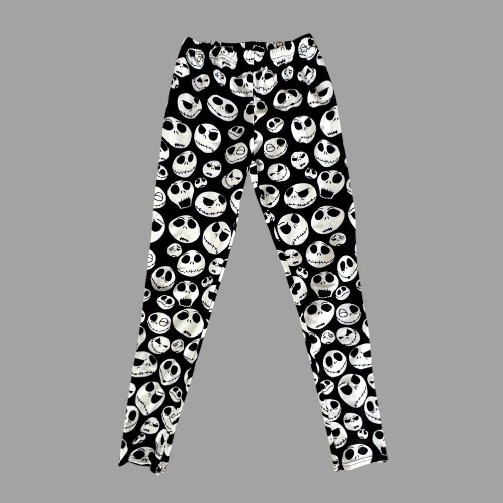Jack Skellington Oogie Boogie Stretch Pant Black White Girls Youth Teen Size S/M